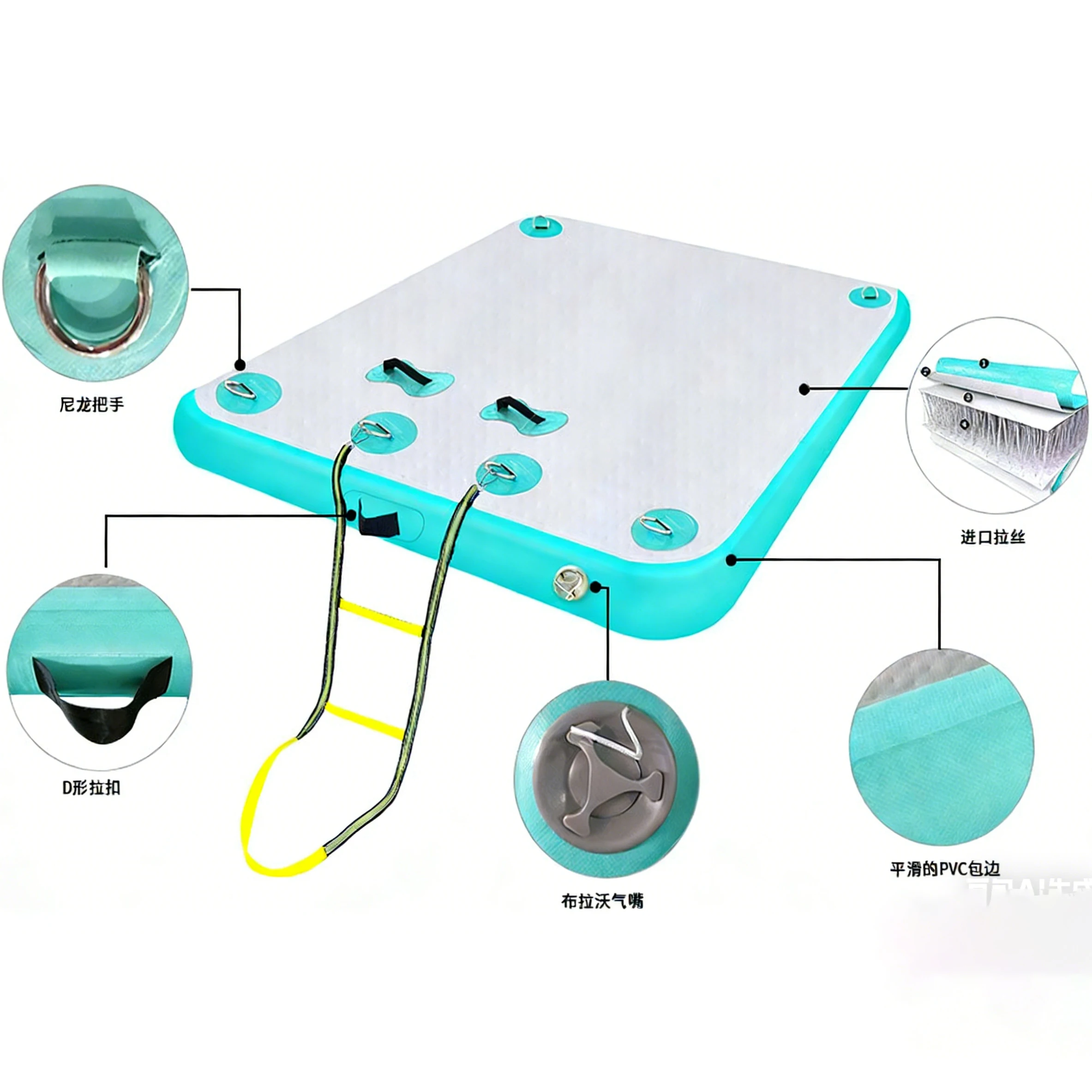 New Outdoor Fishing Inflatable Floating Platform Set for Water Yoga/Fishing/Camping Floating Board PVC Thickness Air Mattress