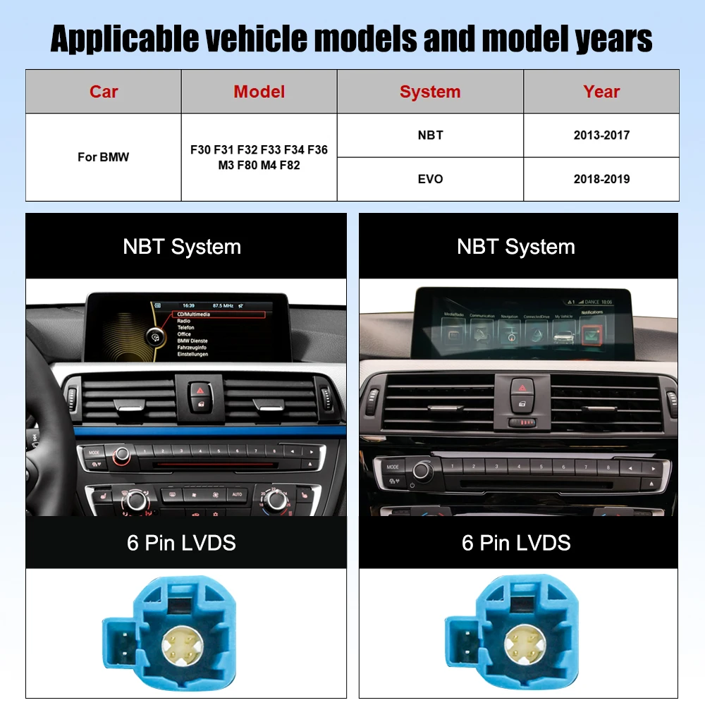 CarPlay Inalámbrico Android Auto de 10.25 Pulgadas para BMW Serie 3 4 F30 F31 F32 F33 F34 F36 M3 F80 M4 F82 Sistema NBT EVO 2013-2019, Sistemas Inteligentes para Automóviles con Pantalla Táctil, YouTube en Línea, Airplay, Autolink, Mirror Link, WiFi, Bluetooth, Navegación GPS. 2
