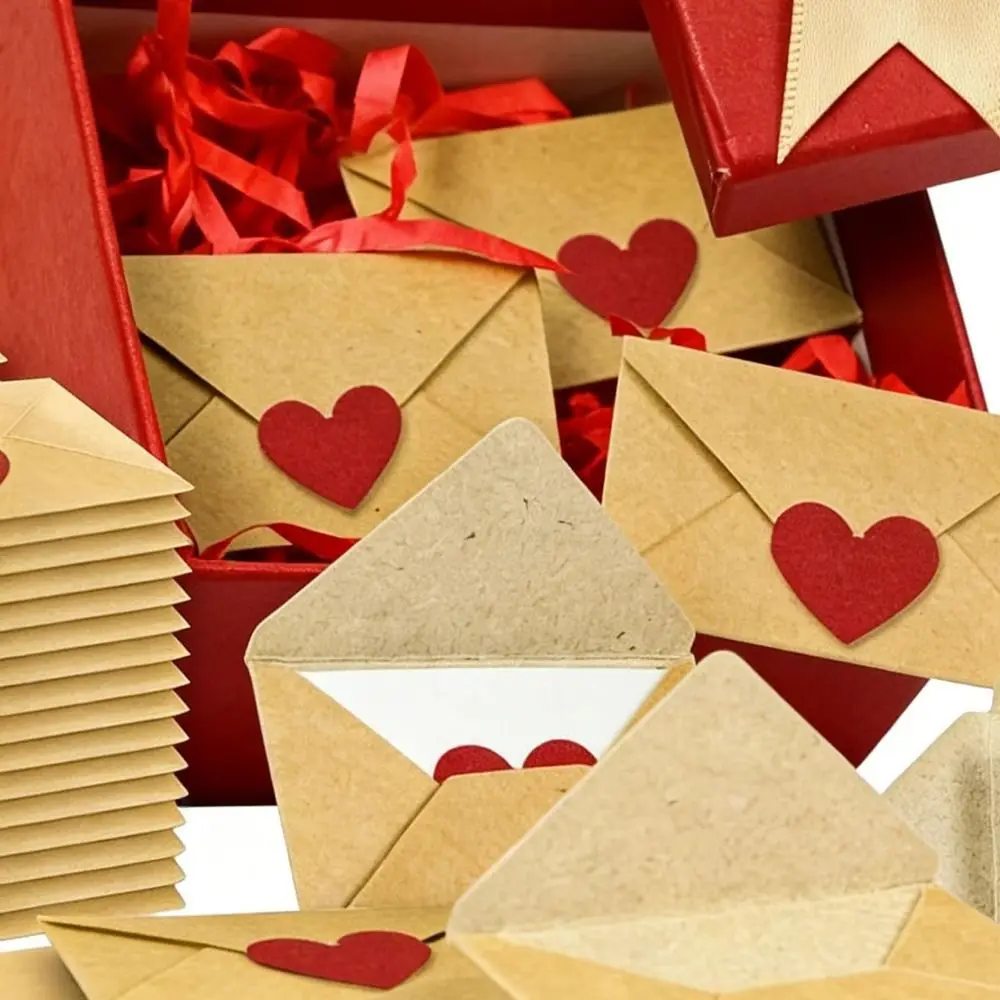 30/60Pcs Pre-Written Cards Love Letters Envelope Set Heart Stickers Blank Mini Cards Love Notes Kit Elegant Box