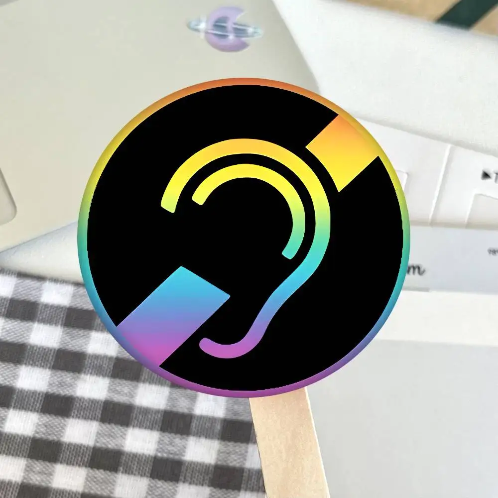 Hörgeschädigte Gehörlose Symbol Regenbogen C Runde Abzeichen Kreative Brosche Kleidung Rucksack Zubehör Anstecknadel