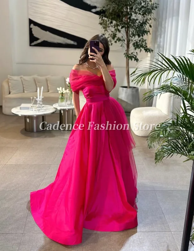 

Customized Gorgeous Strapless Rose Red A-line Dresses Dubai Prom Dresses Arabian Evening Gowns Formal Banquet Dresses