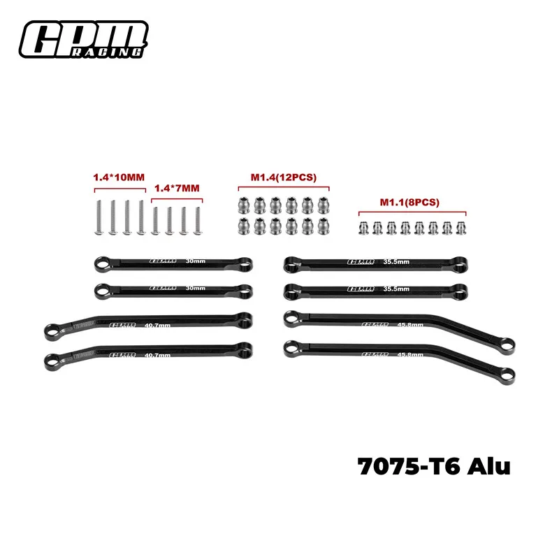 Tiges de direction avant et arrière en aluminium GPM 7075 - Ensemble complet pour AXIAL 1/30 SCX30 Ford Raptor/Wrangler
