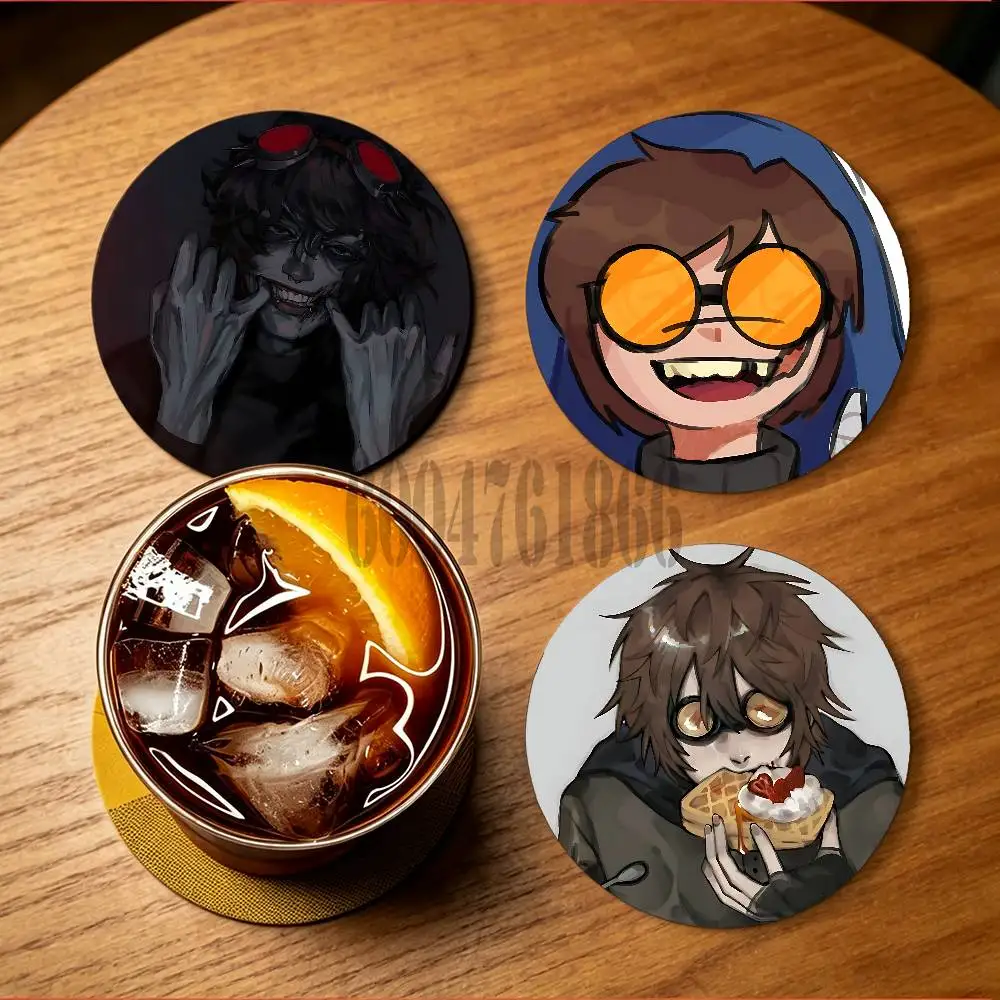 Creepypasta T-Ticci Toby Round Wooden Coaster Decorative Coffee Cup for Use in Coffee Shops Bars