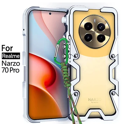

Luxury aluminum alloy hollow heat dissipation Phone Case For Realme Narzo 70 Pro Fall prevention For Realme RMX3869 RMX3868