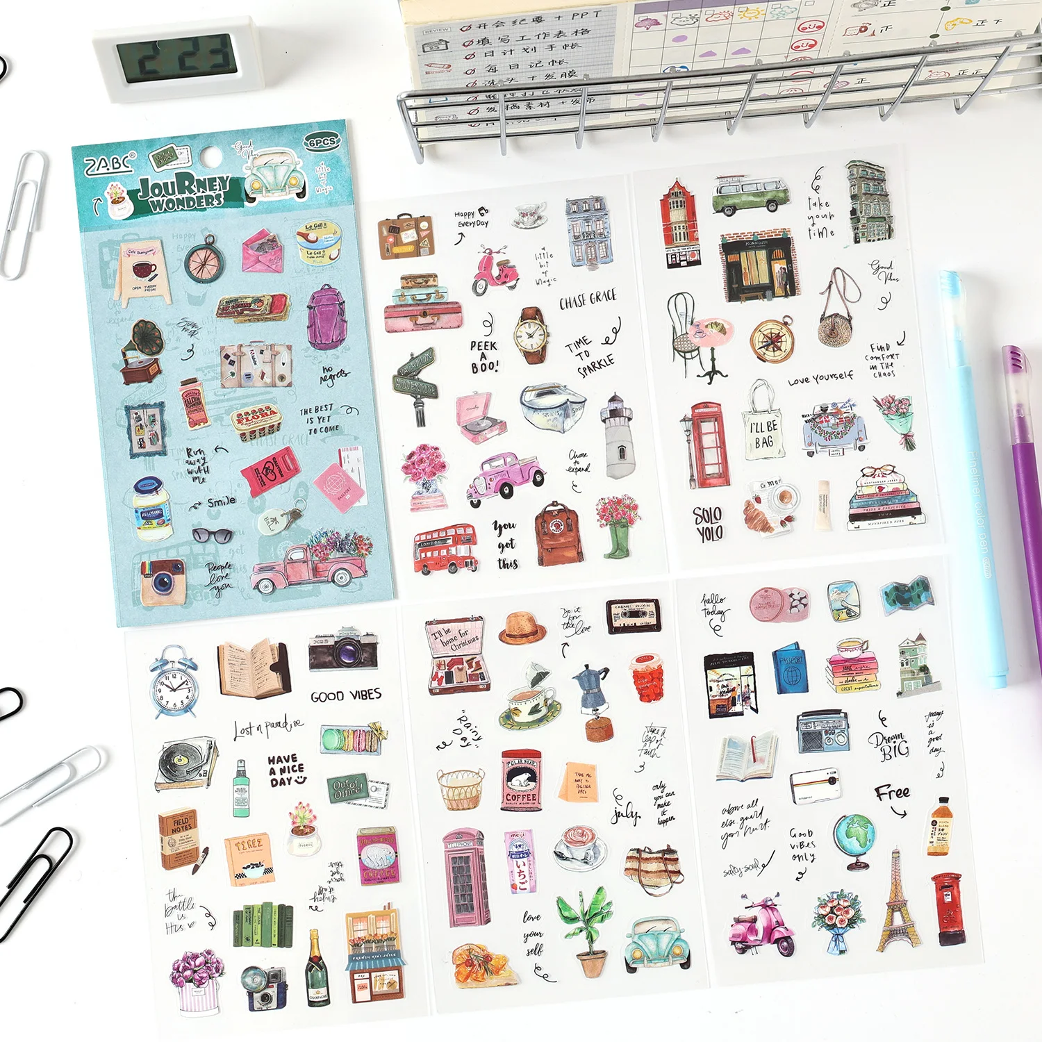 TIANZI 6 أوراق لطيف مجلة سكرابوكينغ ملصقات كتاب DIY غير المرغوب فيه مجلة المواد الديكور ألبوم مذكرات لوازم مكتبية