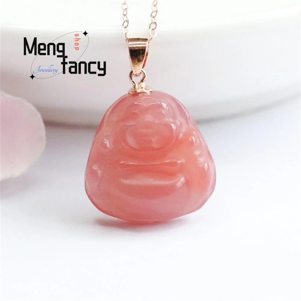 

S925 Silver Chain Natural Salt Source Agate Maitreya Buddha Pendant Charm Elegant High-grade Luxury Quality Fashion Fine Jewelry