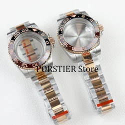 40mm NH35 watch case stainless steel rose gold sapphire glass fit NH35 NH36 movement polish oyster bracelet 28.5mm dial sub gmt