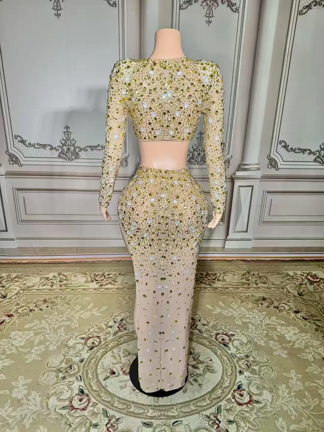 Sexy Party Dress Hollow Out Sleeveless Prom Gowns Pageant Dinner Night Wear for Women High Slit Performance Costumes