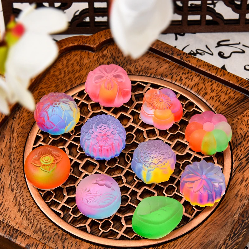 5Pcs Mid- Autumn Festival Moon Cake Fruit Mini Landscape Ornament DIY Home Kitchen Cartoon Food Toy Decoration Accessories Gift