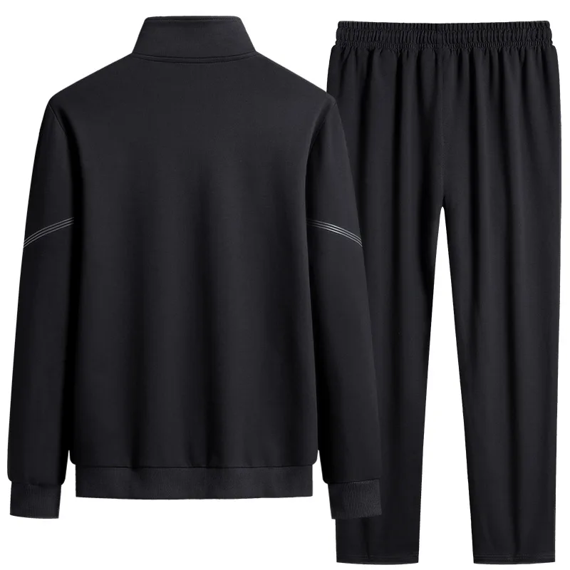 Set di abbigliamento sportivo da uomo in 2 pezzi taglie forti: colletto rialzato traspirante ad asciugatura rapida per palestra, corsa e abbigliamento casual primaverile