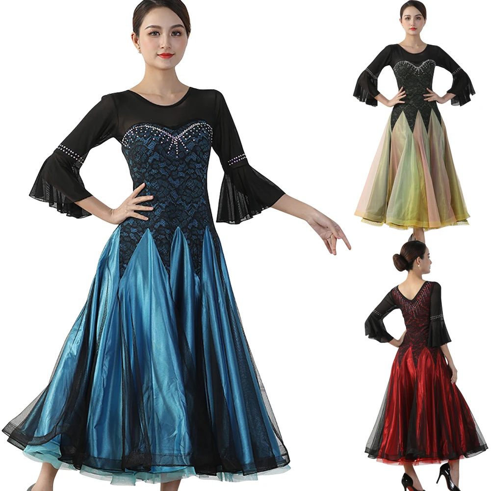 

2023 Modern Dance Ballroom Dress New Women Competetion Performance Clothing Practice Wear Female Party Eveing Costume