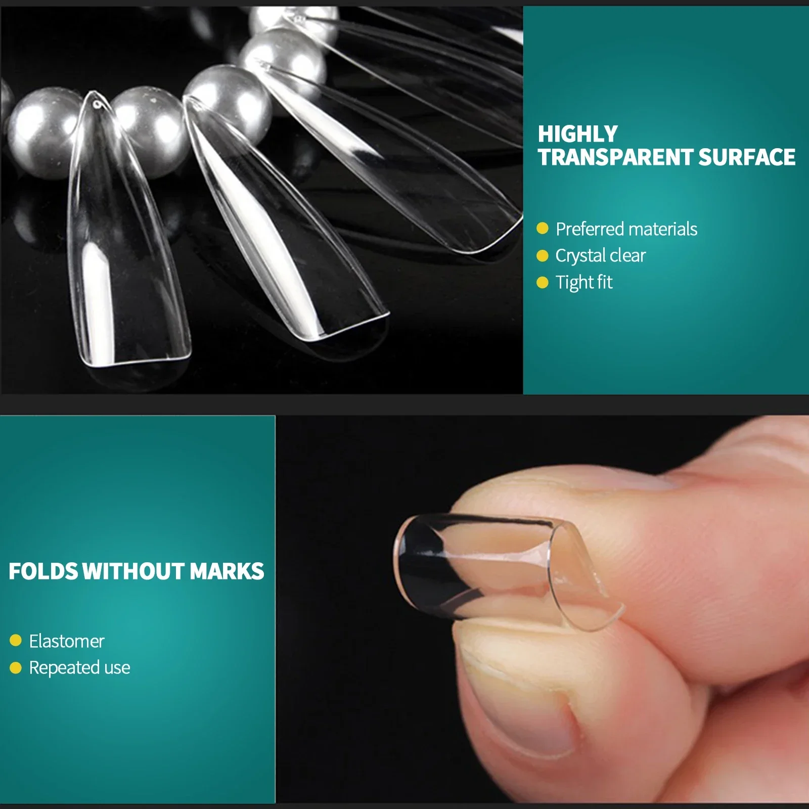 Nailpop XXL Coffin Nail Tips Full Cover Extra Long Acrylic Extension System Clear Artificial False Nails Manicure Salon Supply