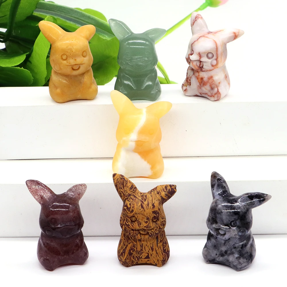 

1.5" Fantastic Cartoon Squirrel Figurine Natural Stones Healing Crystals Baby Stone Carving Home Decor Ornament Gift Wholesale