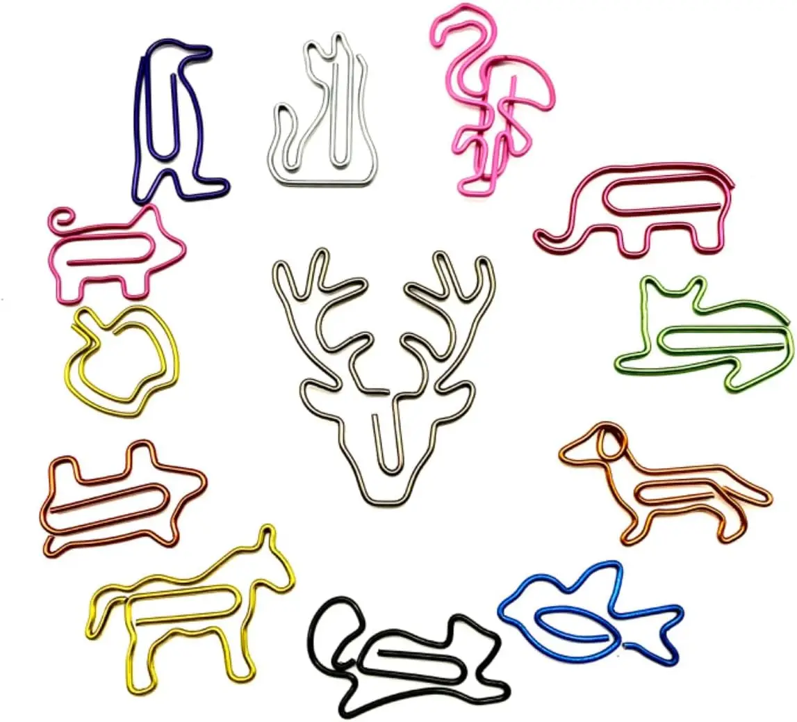 6Pcs Animal Shaped Paper Clips Cute Paperclip Assorted Colors Fun Creative Funny Memo Clips For Kids Children Party Invitation