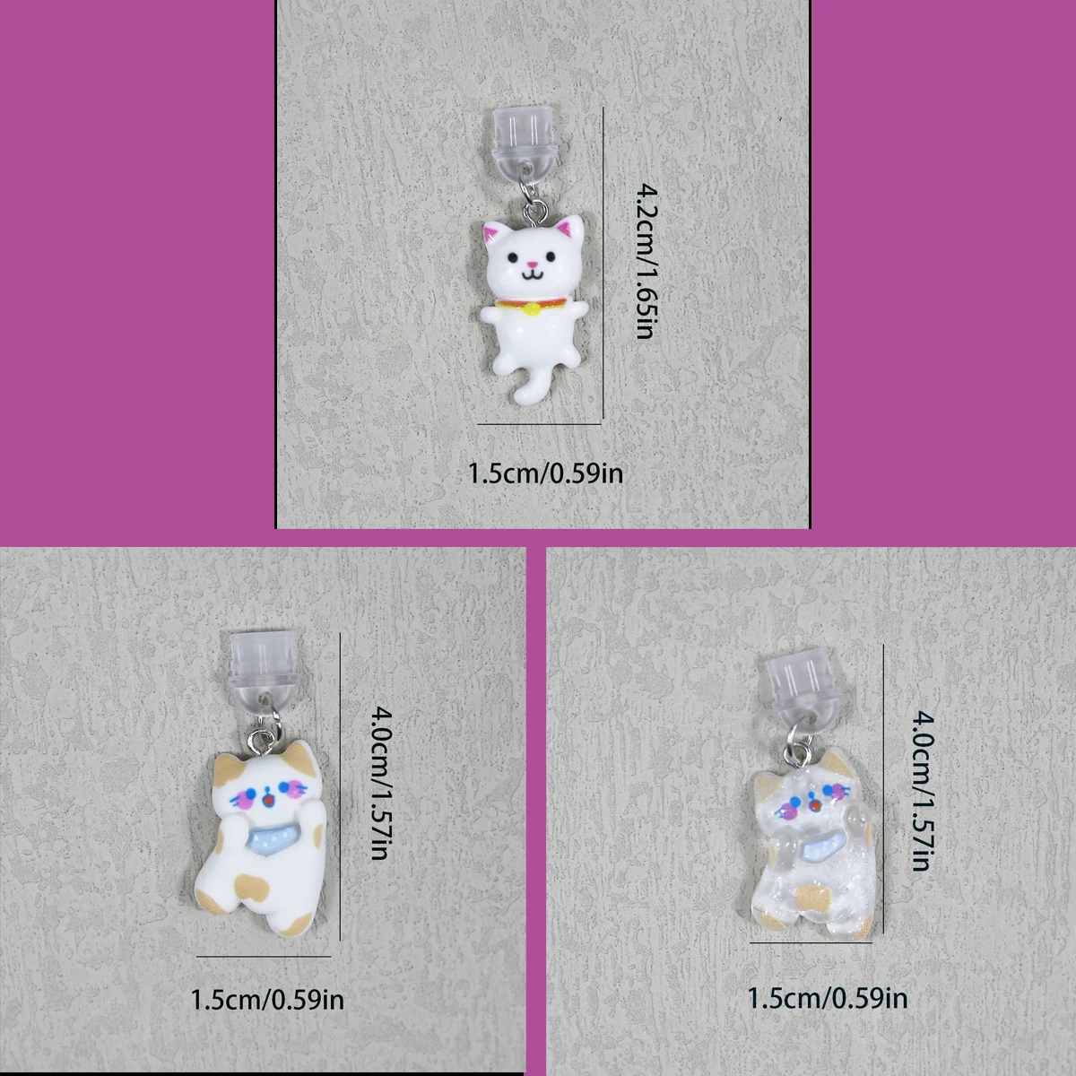 Cute cat phone dustproof plug, phone pendant, charging port accessory suitable for iPhone/for Samsung C-type interface phone acc