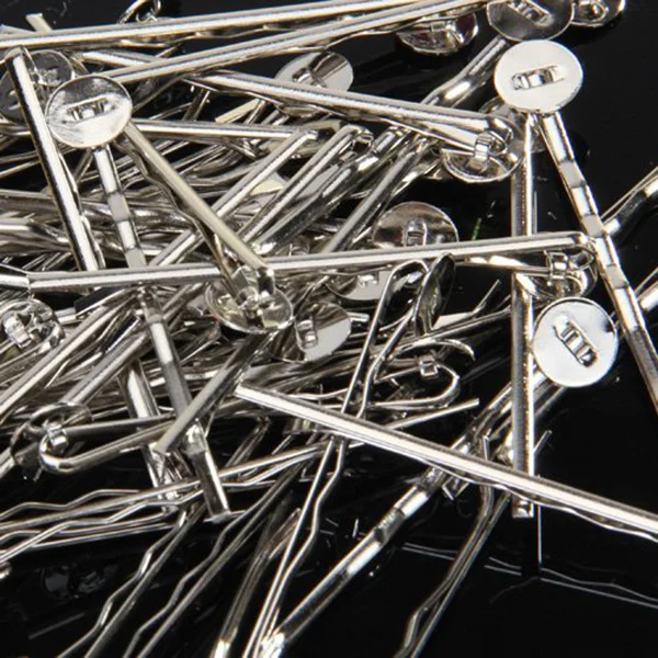 

50 шт., заколка для волос с волнистыми заколками, серебряный цвет, прочный металл, длина 50 мм, плоская подушечка 8 мм, аксессуары для заколок «сделай сам», заколки для волос