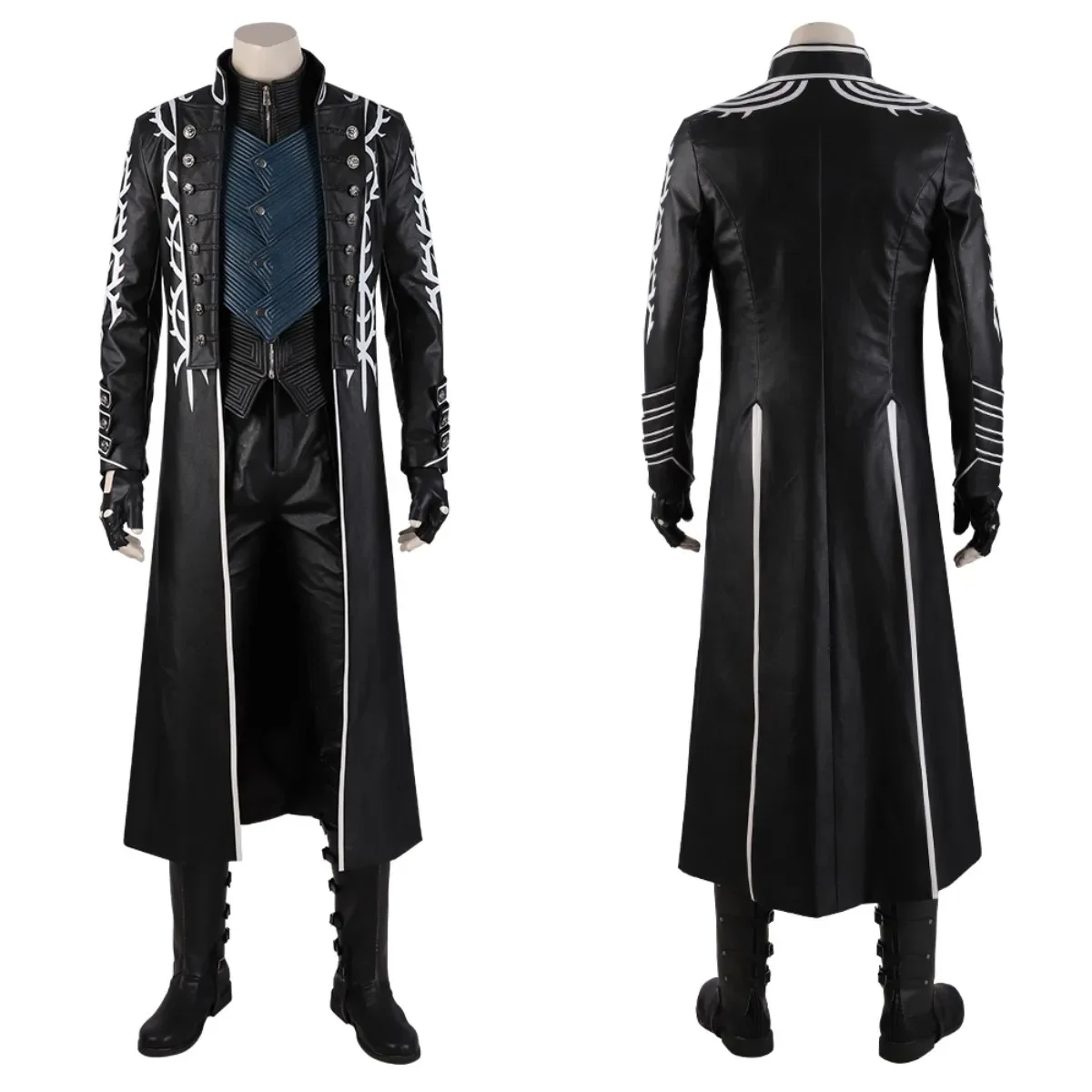 

Game DMC 5 Vergil Cosplay Costume Adult Man Vergil Trench Coat Vest Outfit Full Set and Individual Items Are Sold Custom Size