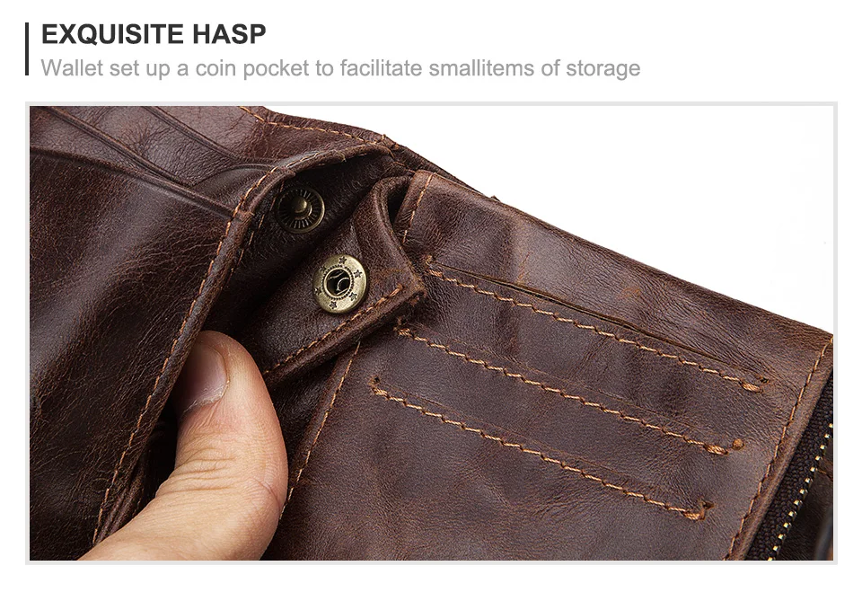 HUMERPAUL Echtes Leder Brieftasche Mit Rindsleder Für Männer Geld Geldbörse Kurzen Kartenhalter Doppel-reißverschluss Männlichen Bifold Münzfach RFID – Detail 8