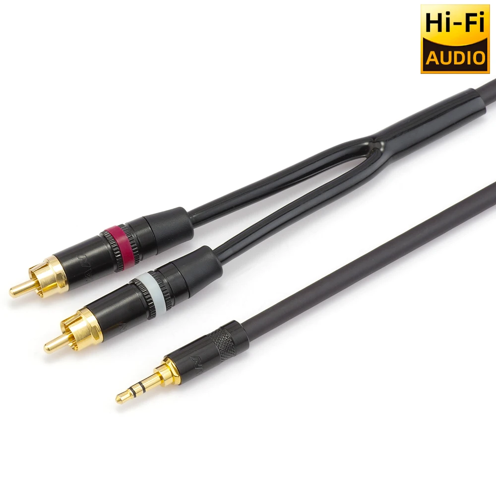 ▲ Japan Mogami Cable 2549 HIFI 3.5mm to Dual RCA Audio Cable OFC REAN Gold Plated Plug for Amplifier Speaker Computer Sound Card