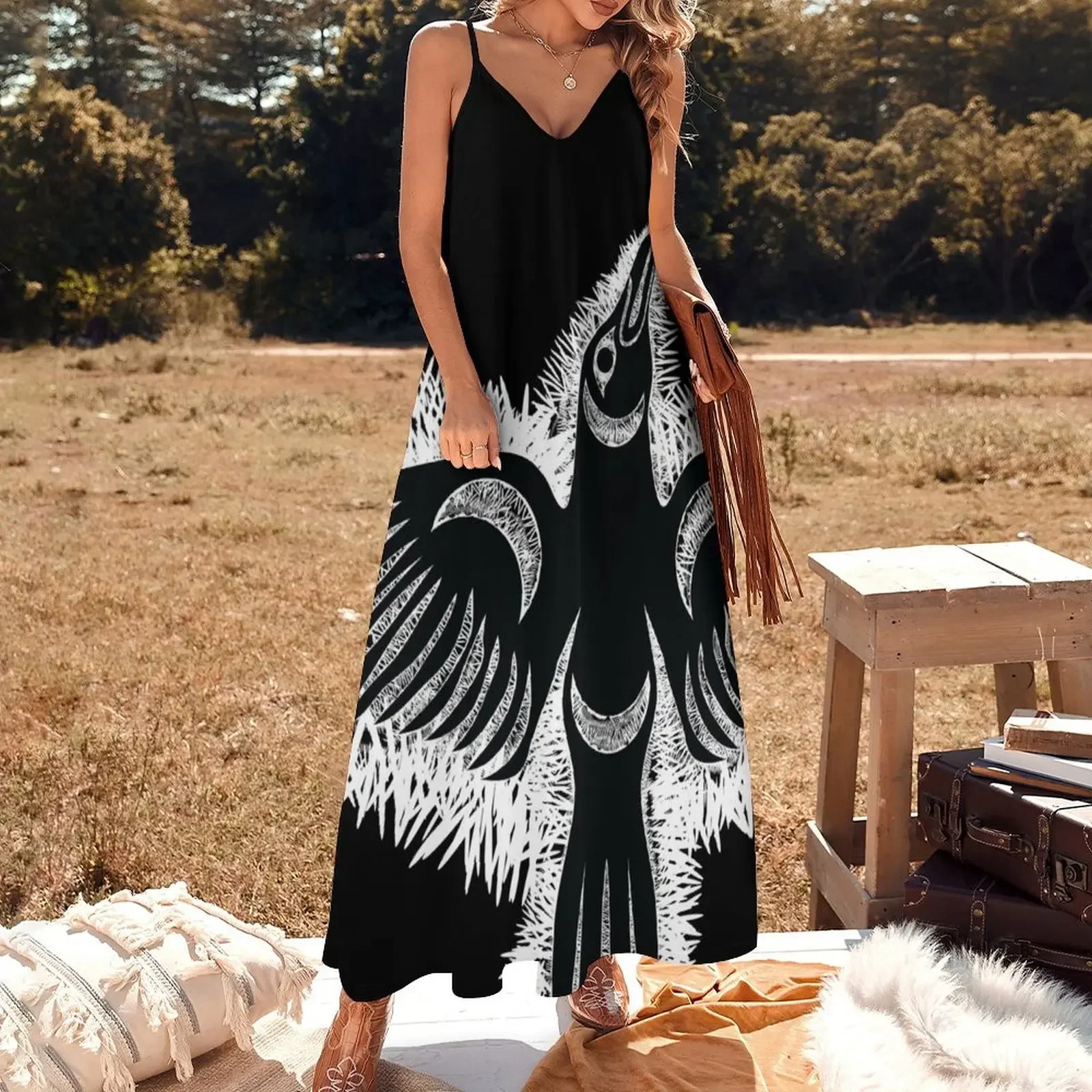 Coast Salish Crow Sleeveless Dress summer clothes for women Aesthetic clothing dress summer Dress for girls