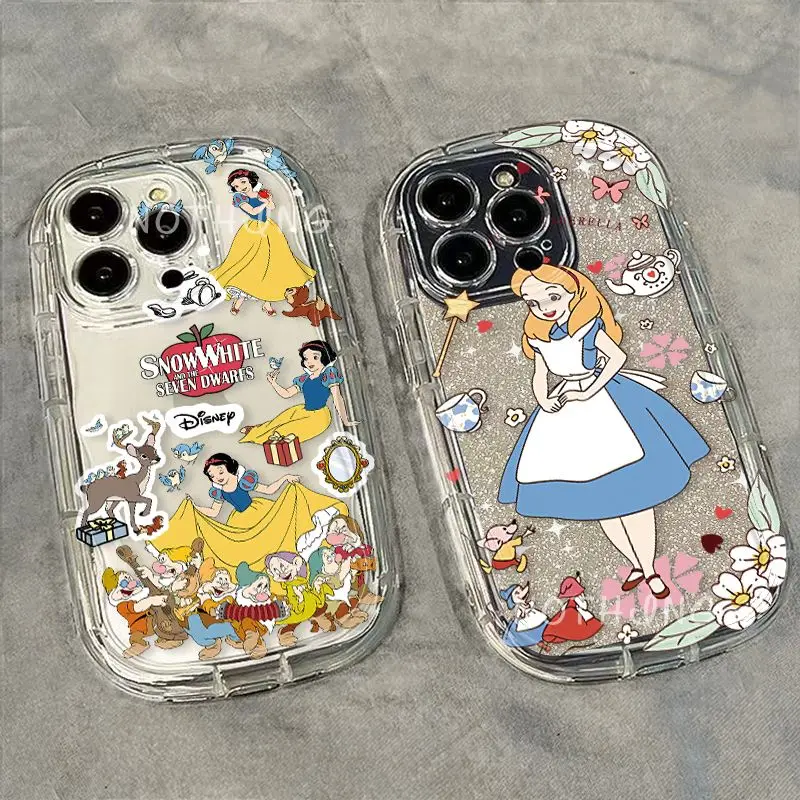 Disneys Snow White And Cinderella Happy Cartoon Phone Case For iPhone 15 14 13 12 11 Pro Max 7 8 Plus XR XS MAX Y2K Back Cover