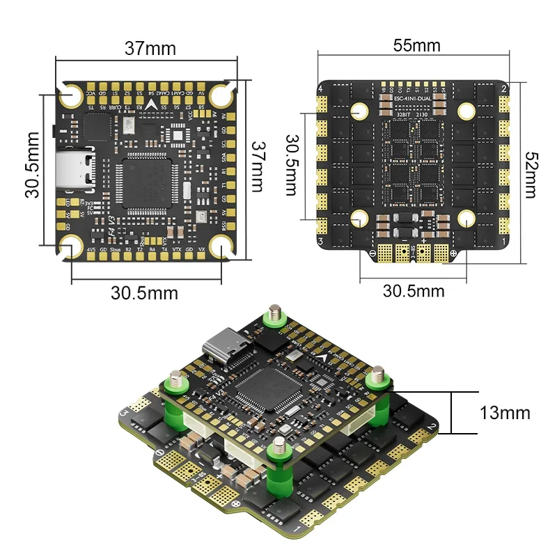 RoRus30x30mm Aocoda-RC F480 V3 Stack F405 V3 3080 AM32 80A 4in1 ESC 3-8S Per FPV Freestyle