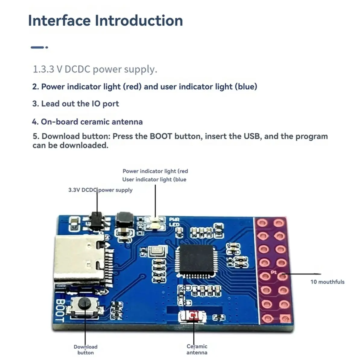 BL616 Development Board RISCV Core WiFi 6 Bluetooth5 with Type-C Interface for Wireless Connectivity Projects