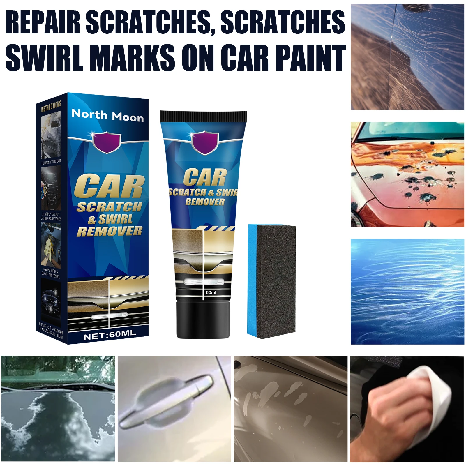 60ML Car Scratch Mend Paste Paint Maintenance Repair Care Free Wax Dirt Tut Cleaner Tools Polishing Detailing Lasting Universal