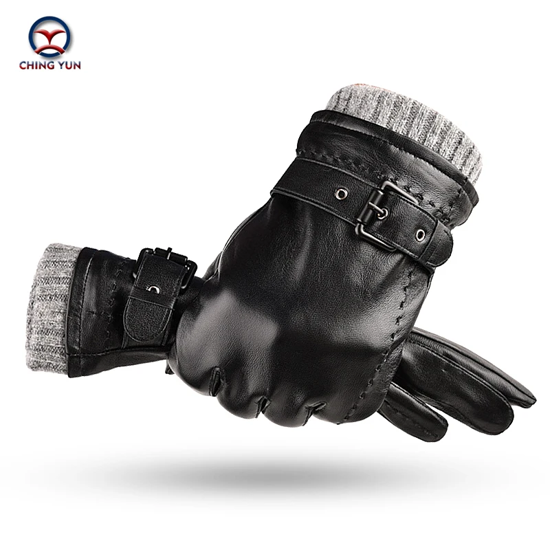 

New Winter thermal Man genuine leather gloves touch screen plus velvet Business sheepskin gloves High-grade men leather mittens