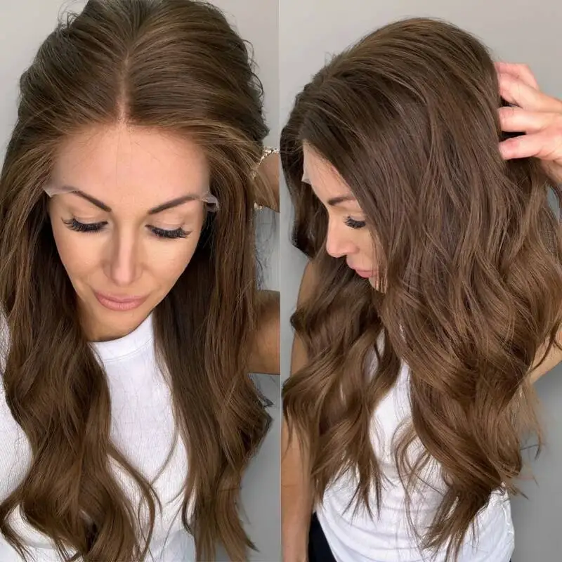 

Парик Женский Парик Высокой Плотности Ombre Карамельный Коричневый Блондин Синтетический Парик Фронта Шнурка Предварительно Сорванные Волосы Швейцарский HD Кружевной Парик Бесклеевой