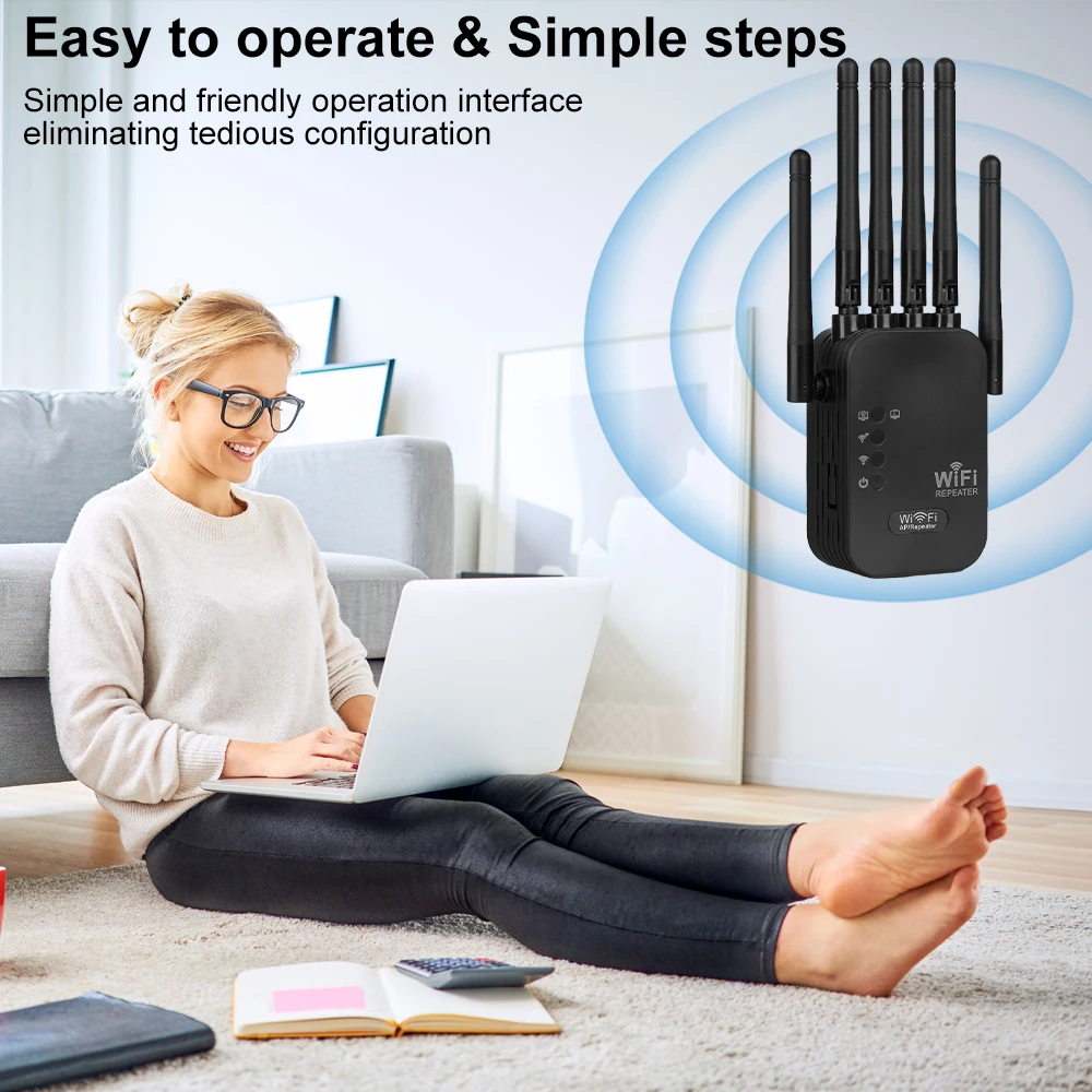 Magecam 2.4G/5GHz WiFi エクステンダーワイヤレスデュアルバンド WiFi リピーター 1200Mbps 信号アンプエクステンダールーター家庭用ロングネットワーク