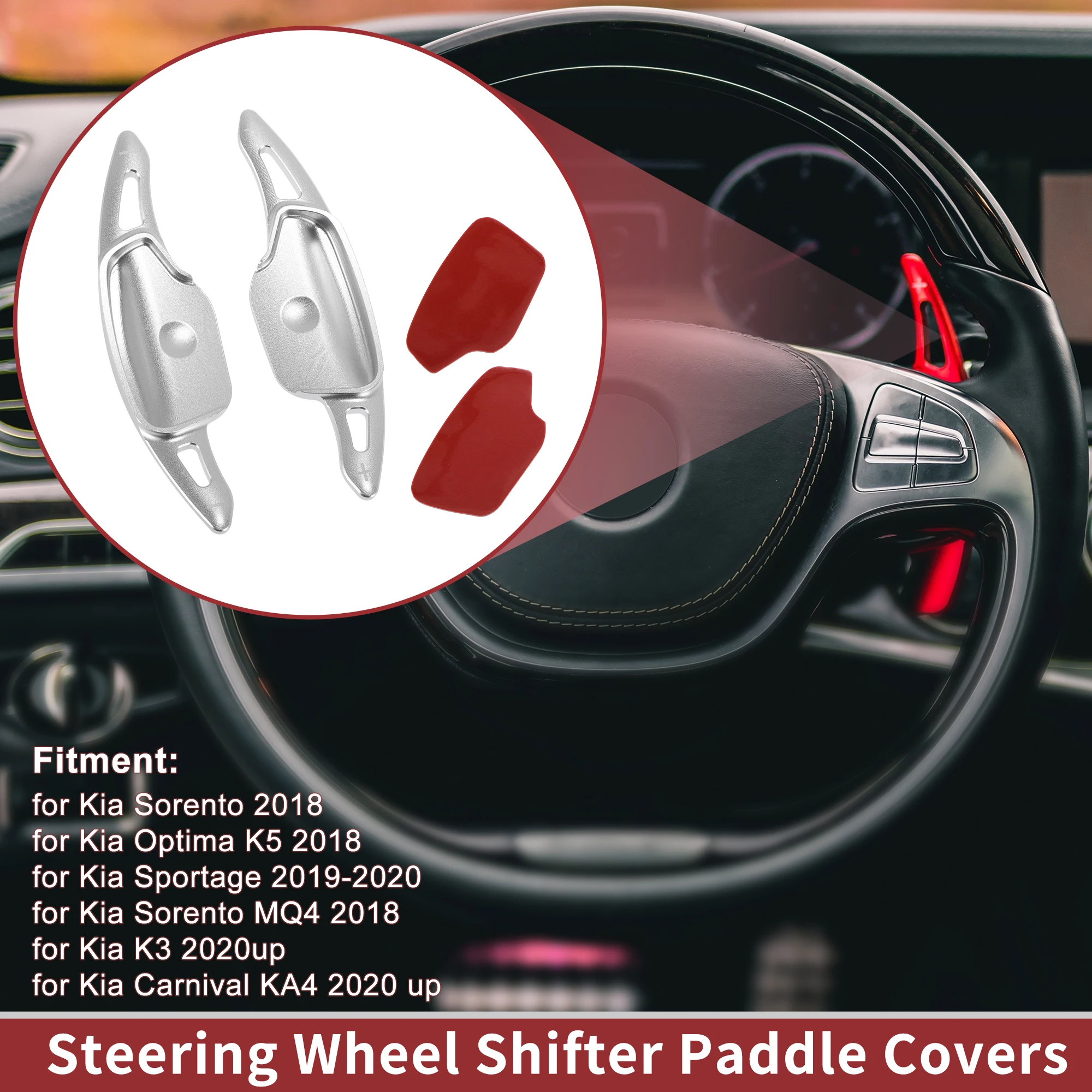 

UXCELL 1 Set Silver Tone Aluminum Alloy Steering Wheel Paddles for Kia Sorento 2018