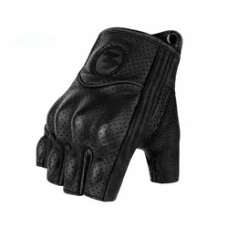 Half Finger Motorcycle Gloves Leather Guantes Moto Motorbike black Road Racing Team Glove men summer Motorcross Fingerless glove