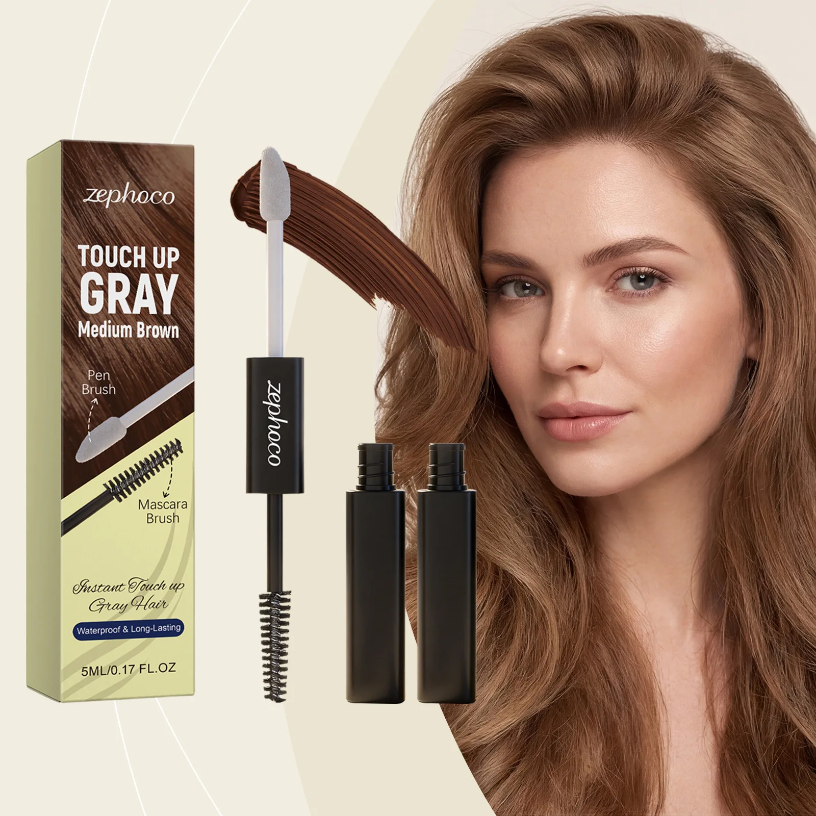 1pc Root Marker Natural Medium Brown Hair Color Pen Waterproof Quick Dry for Women Men Gray Coverage Essentials