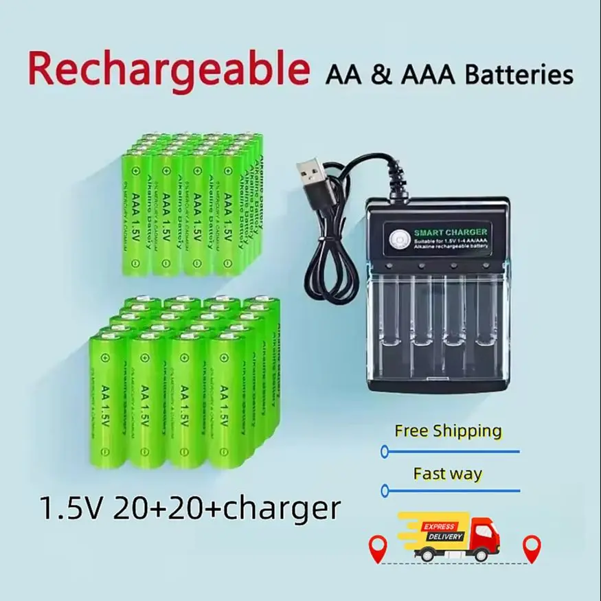 Originele AA Oplaadbare AAA Batterij 1.5V AA 9800mAh/AAA 8800mAh voor Klokradio Video Game Digitale Camera AA AAA Oplader - afbeelding 2