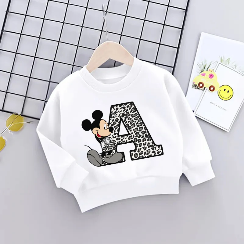 

Mickey Children Sweatshirts Letter A B C D Name Combination Casual Clothes Kawaii Cartoons Pullover Girl Boy Kid Sportswear Tops