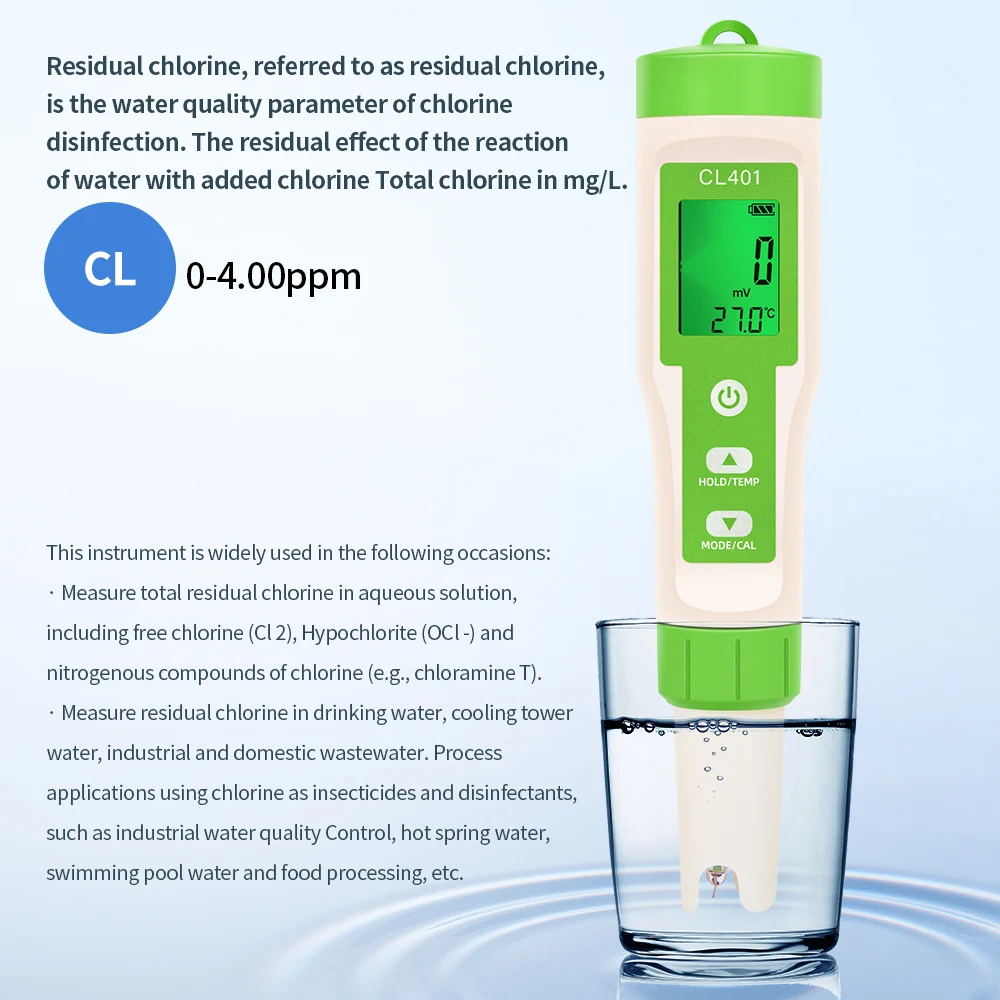 Imagem -05 - Detector de Qualidade da Água Multifuncional ph Orp Temperatura Cloro h2 cl Piscina Testador de Qualidade Aquários Hidropônicos