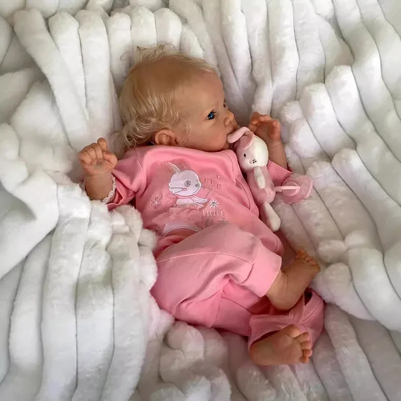 45cm Reborn Baby Doll Bettie with Blone Rooted Hair Lifelike Soft Touch Full Body Silicone Layers Painting 3D Skin