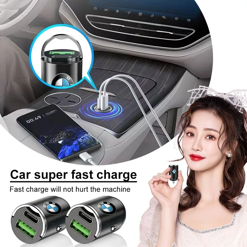 1PCS Car Charger USB Type-C Fast Charging Power Adapter Car Styling for BMW M MINI X1 X2 X3 X5 X4 X6 X7 G30 G20 G32 G11 G12 F40