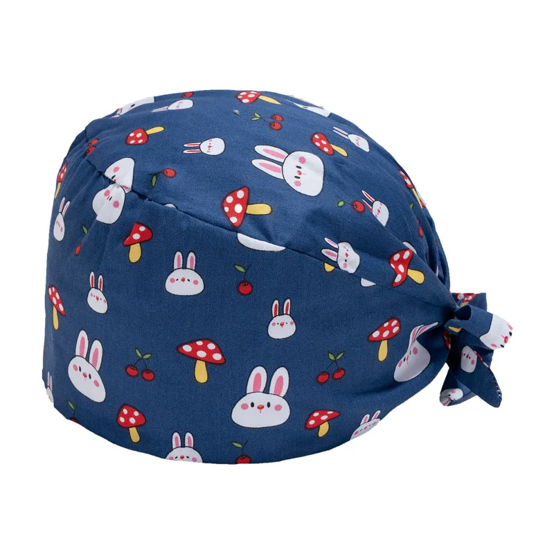 New Scrub Hat Adjustable Surgical Cap Medical Print Surgical Cap Multicolor Nurse Dentist Spa Working Cap Women Men Surgery Hats