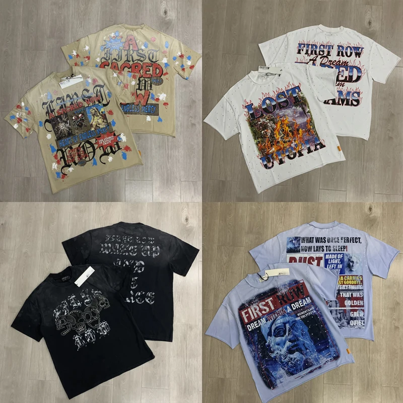 

New Style FIRST ROW T-shirt Daily Casual High-quality Hot Diamond Print Tops American Trend Streetwear Brand First Row T-shirts