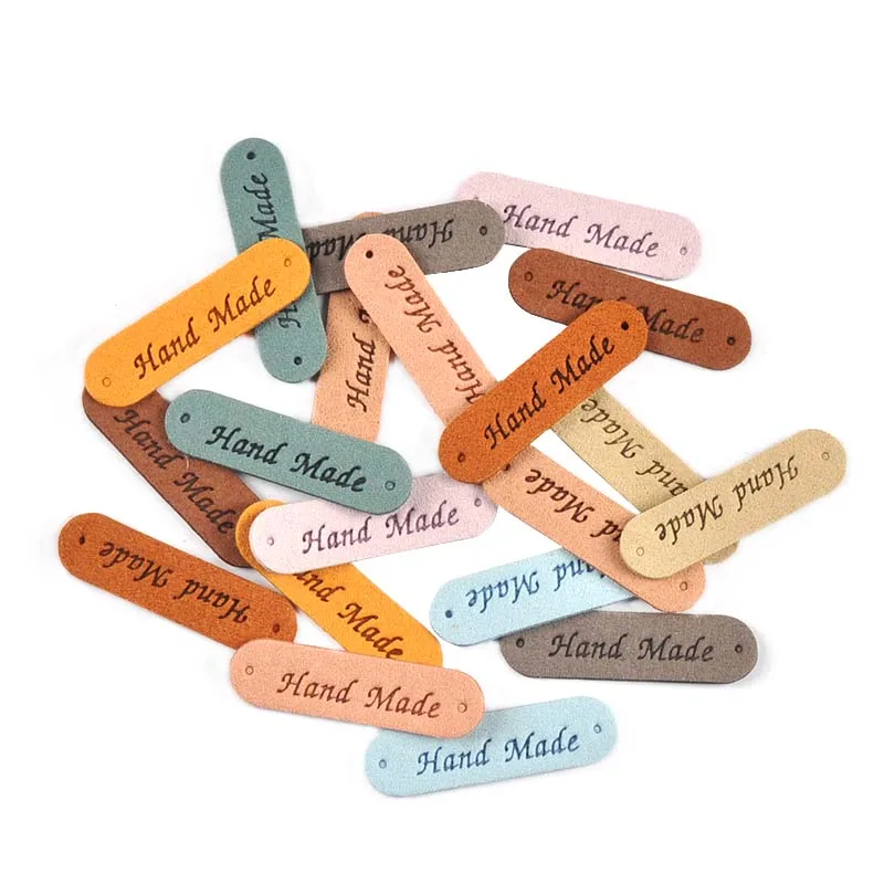 20Pcs/lot 45x12mm Mixed Color Embossed Washable Leather Labels Clothes Sewing Accessories DIY Handmade Materials Garment Tags