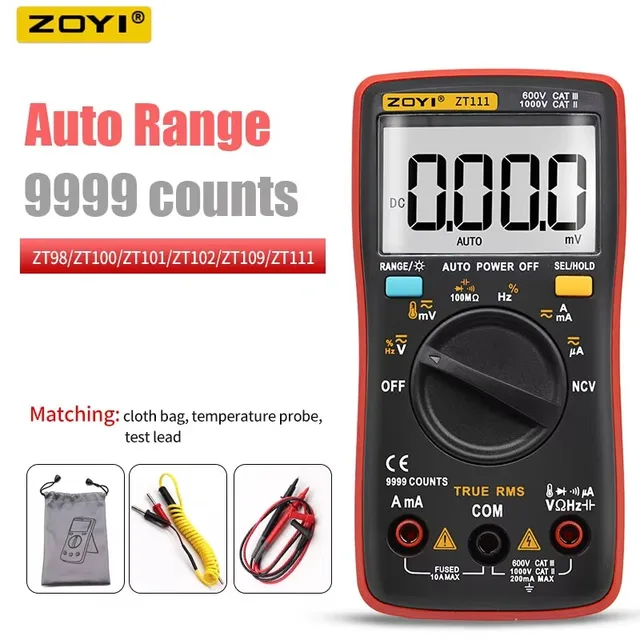 ZOYI Multimetr cyfrowy DC/AC Napięcie prądu Pojemność Hz Dioda Ohm Tester Amperomierz Woltomierz Podświetlenie ZT98 ZT100 ZT101 ZT102