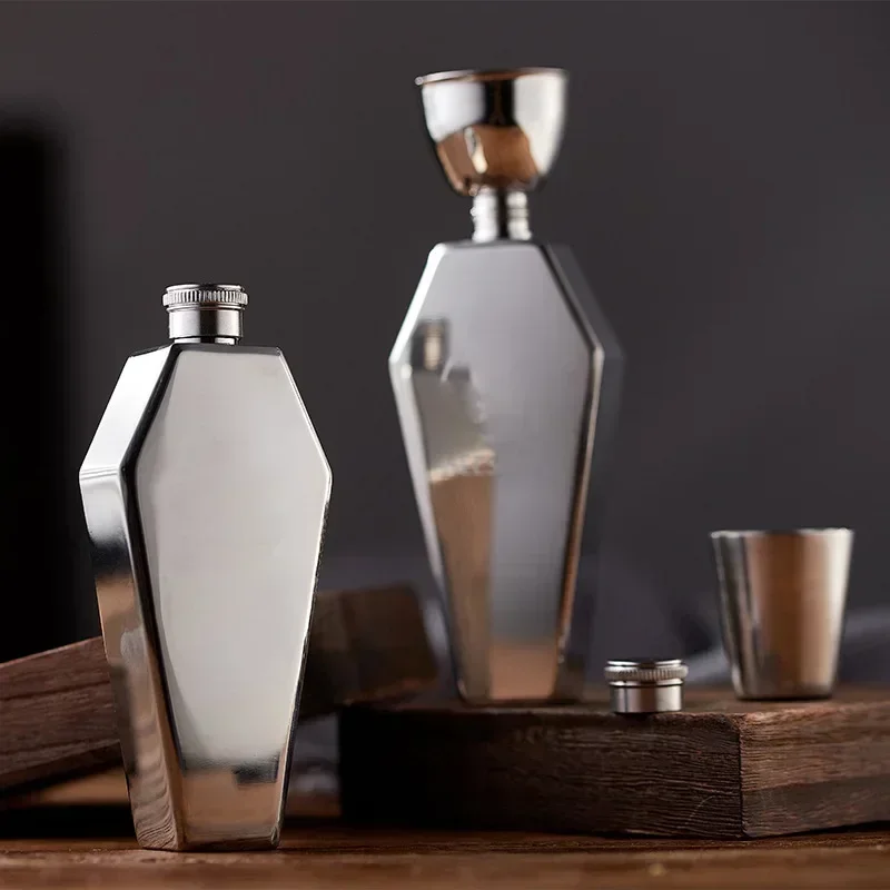 

3,5 унции мини-фляга 100 мл персонализированная форма гроба новая портативная фляга из нержавеющей стали дорожный горшок для вина подарочные принадлежности для бара