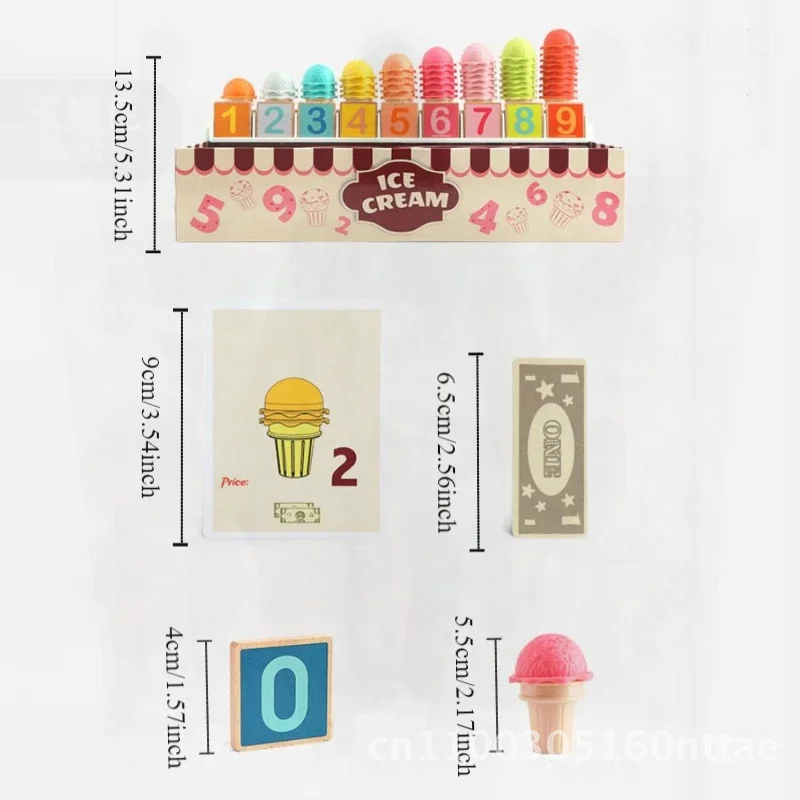 プラスチック製の子供用アイスクリームプレイセット、インタラクティブなプレイハウス、ごっこ遊び用食品おもちゃ、モンテッソーリ教育、数学学習
