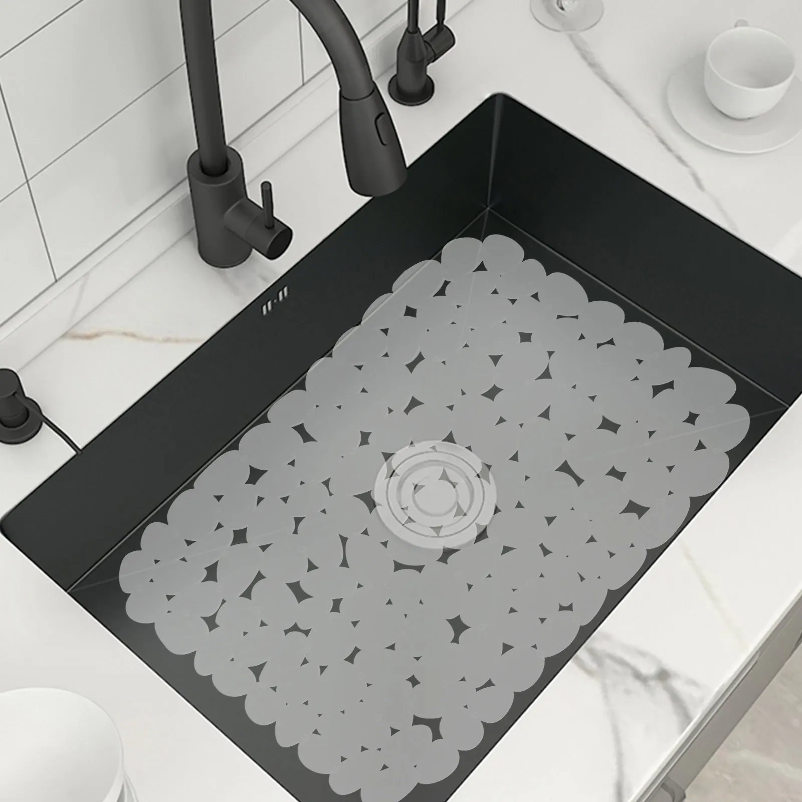 

2Pcs Sink Draining Mat Non-Slip PVC Hollow Kitchen Sink Pad Protective Heat Insulation Anti-Fall Draining Cushion Bowl