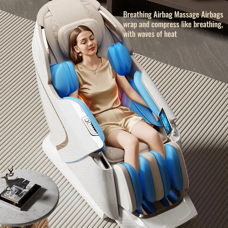 Full Body Shiatsu Massage Chair SL Track Air Pressure Recliner Synthetic Leather Metal Frame Home Salon Relaxation Seat