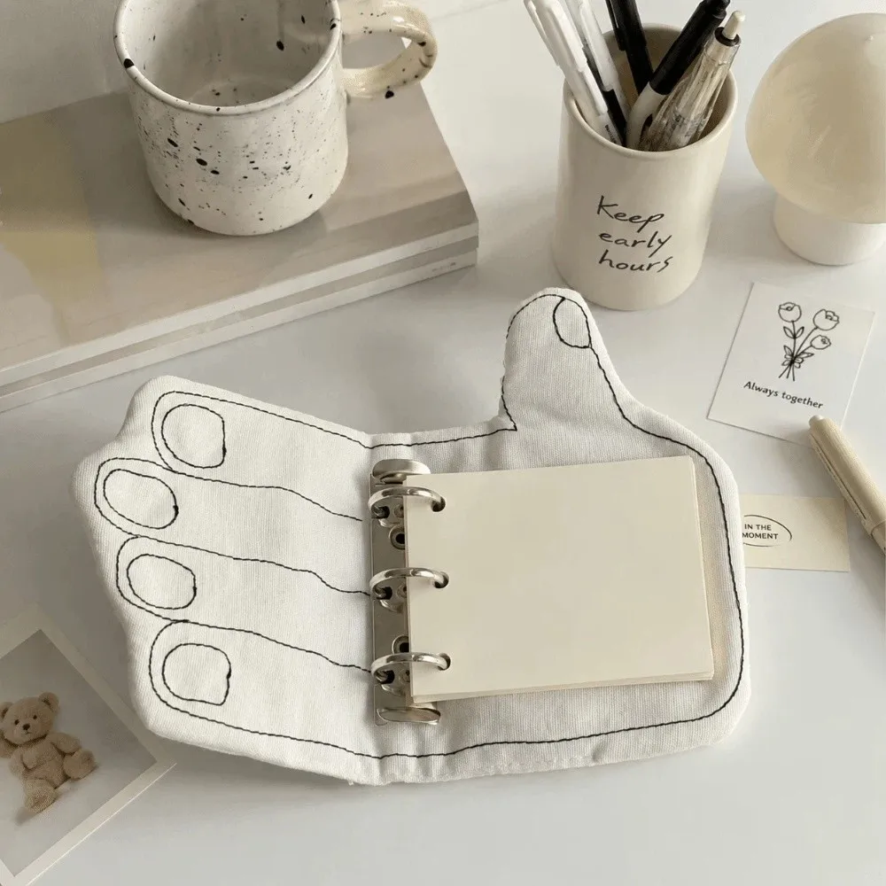 Mini Loose Leaf Binder Notebook Memo Funny M5 Hand Shaped Notebook Blank Stripe Removable Refill Pocket Journal Planner