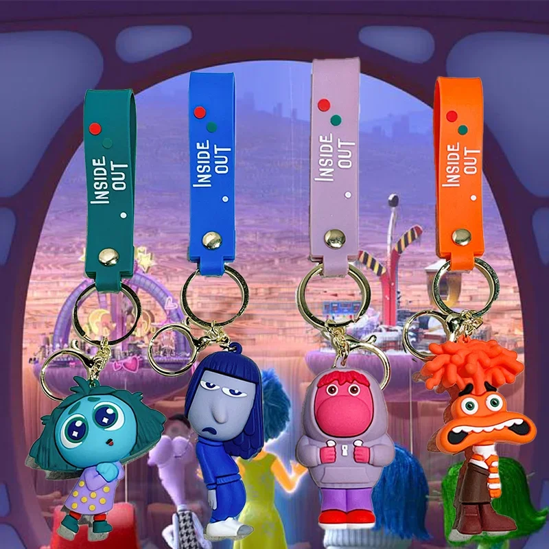 Disney Cartoon Inside Out 2 Keychain Cute Pendant Soft Glue Dolls Accessories Anxiet Envy Embarrassment Character Key Rings Gift