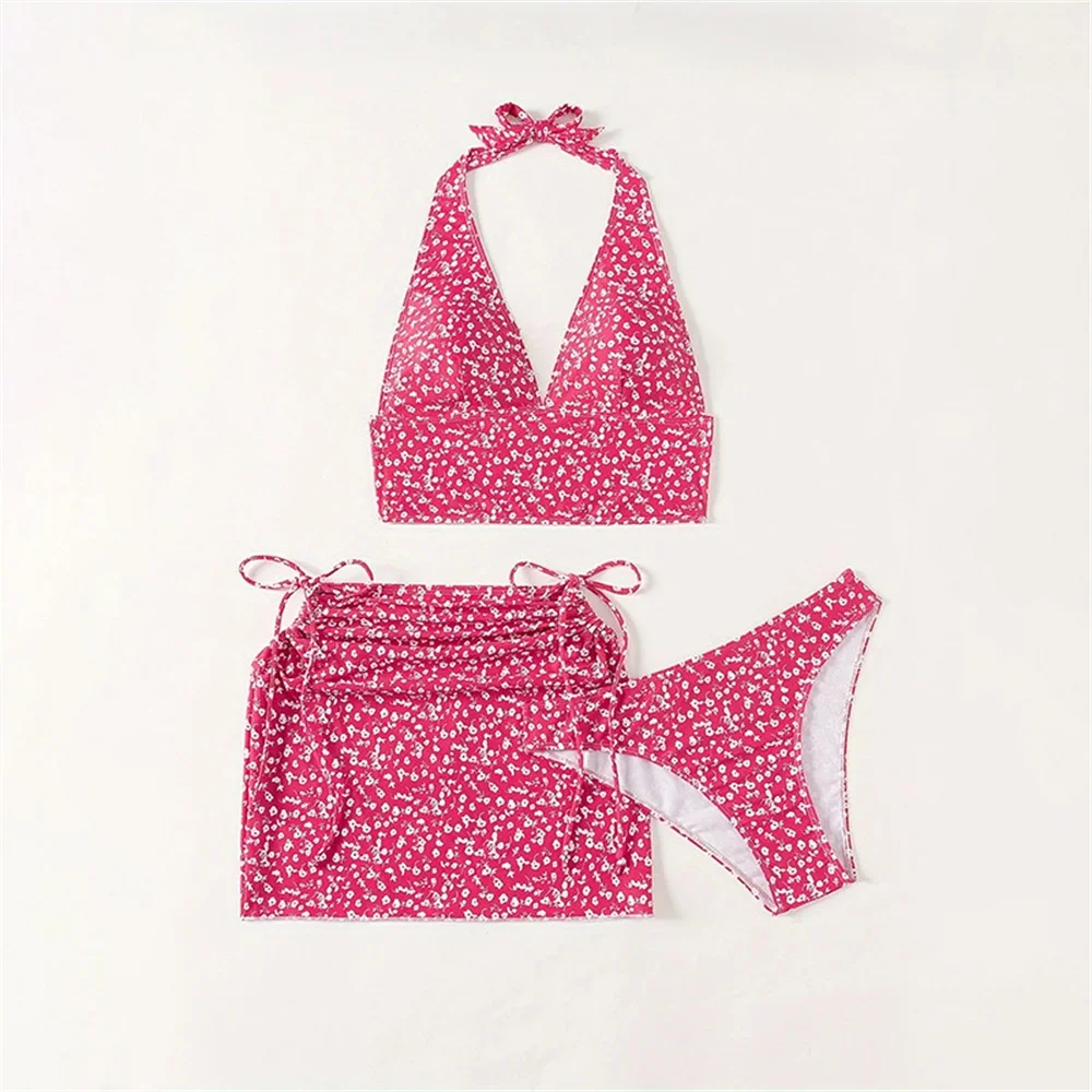 خمر الأزهار بيكيني الرسن ضمادة Tankini عارية الذراعين Y2K ملابس السباحة عطلة ملابس النساء مايكرو تنورة الشاطئ الزي ثوب السباحة